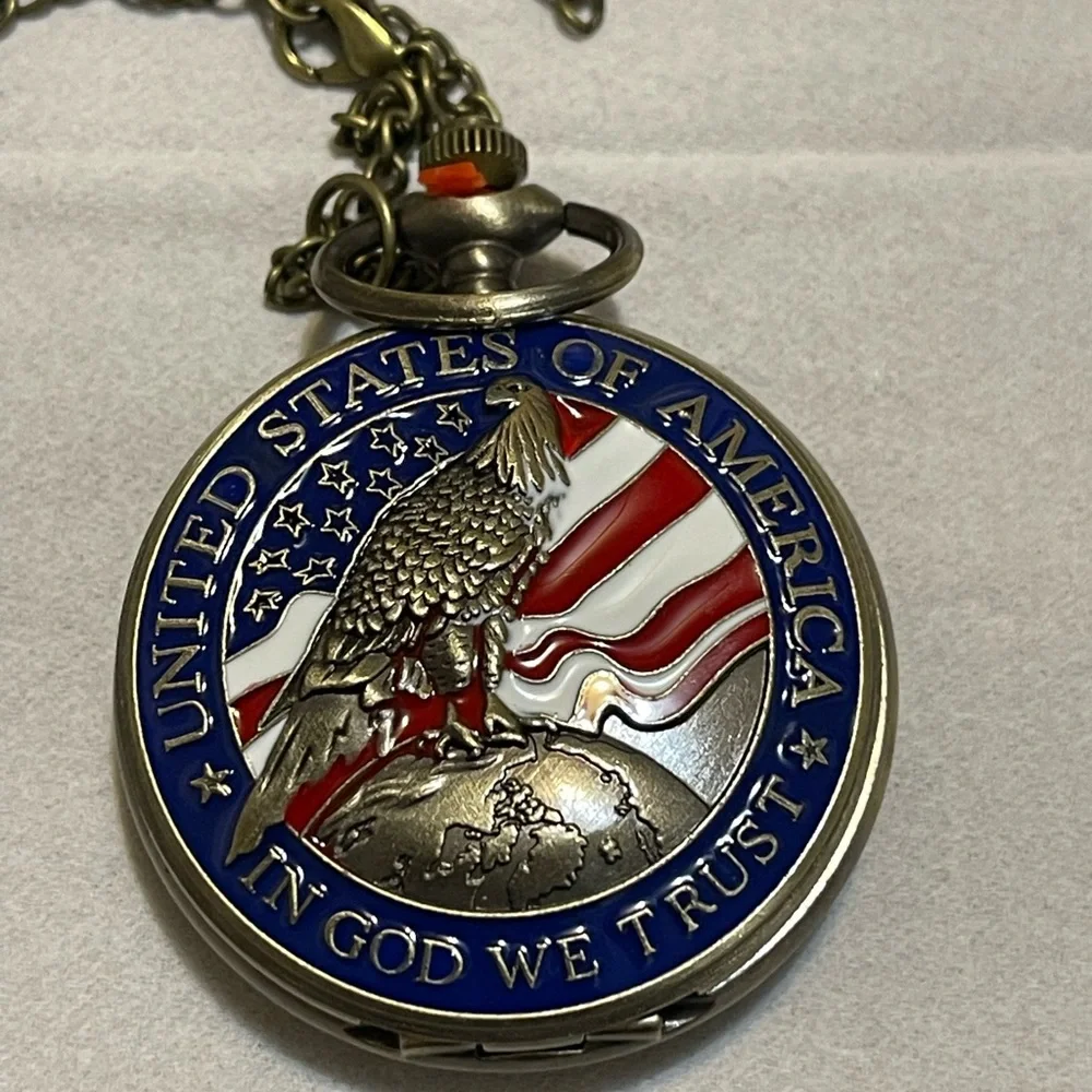 Vintage Bronze American Necklace Pendant Pocket Watch Best Collectibles Pocket